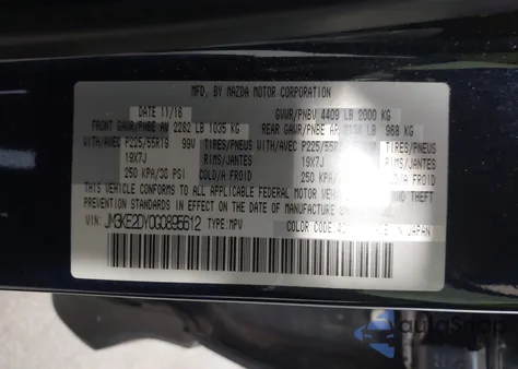 2016 Mazda Cx-5 Grand Touring from USA, damaged, VIN JM3KE2DY0G0895612